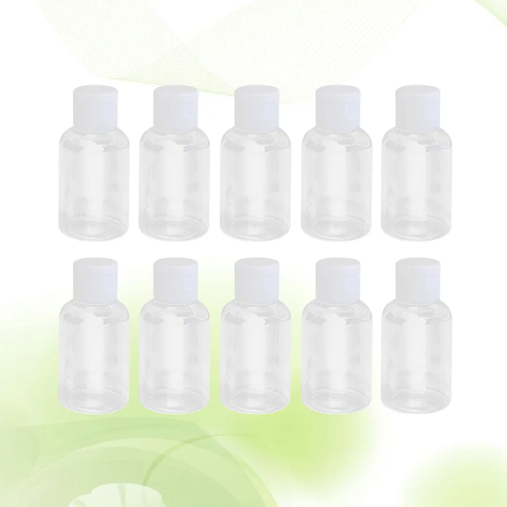 

10Pcs Travel Container Bottles 50ml Empty Plastic Squeezable Leakproof Jars for Liquids Shampoo Lotion Essential Oils Cosmetics