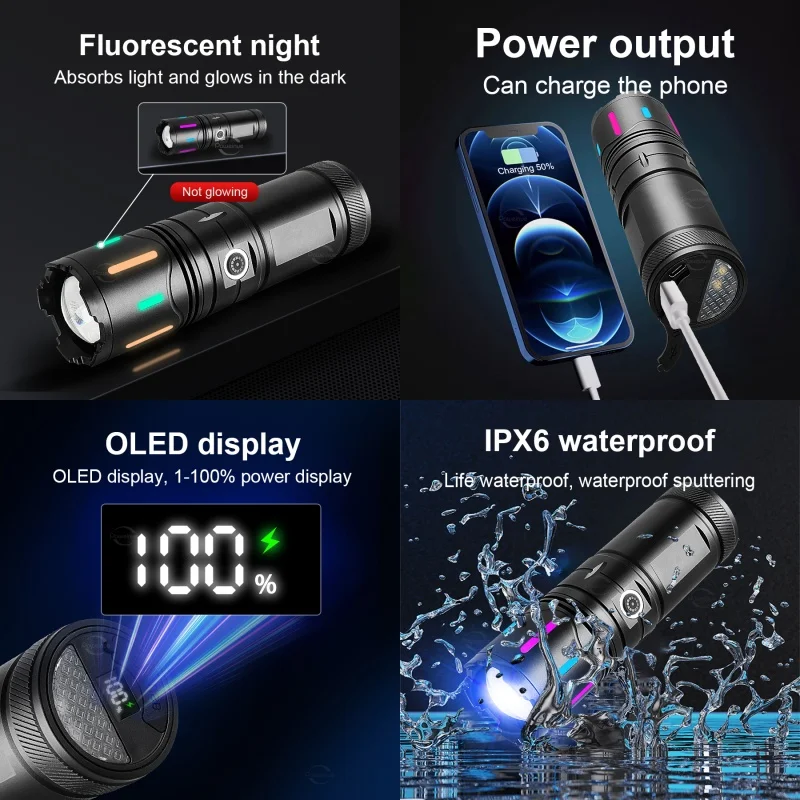 5000mAh Ultra Powerful Flashlight Rechargeable LED Flashlight Tactical Torch Zoom High Power Flashlight 3000M Long Shot Lantern