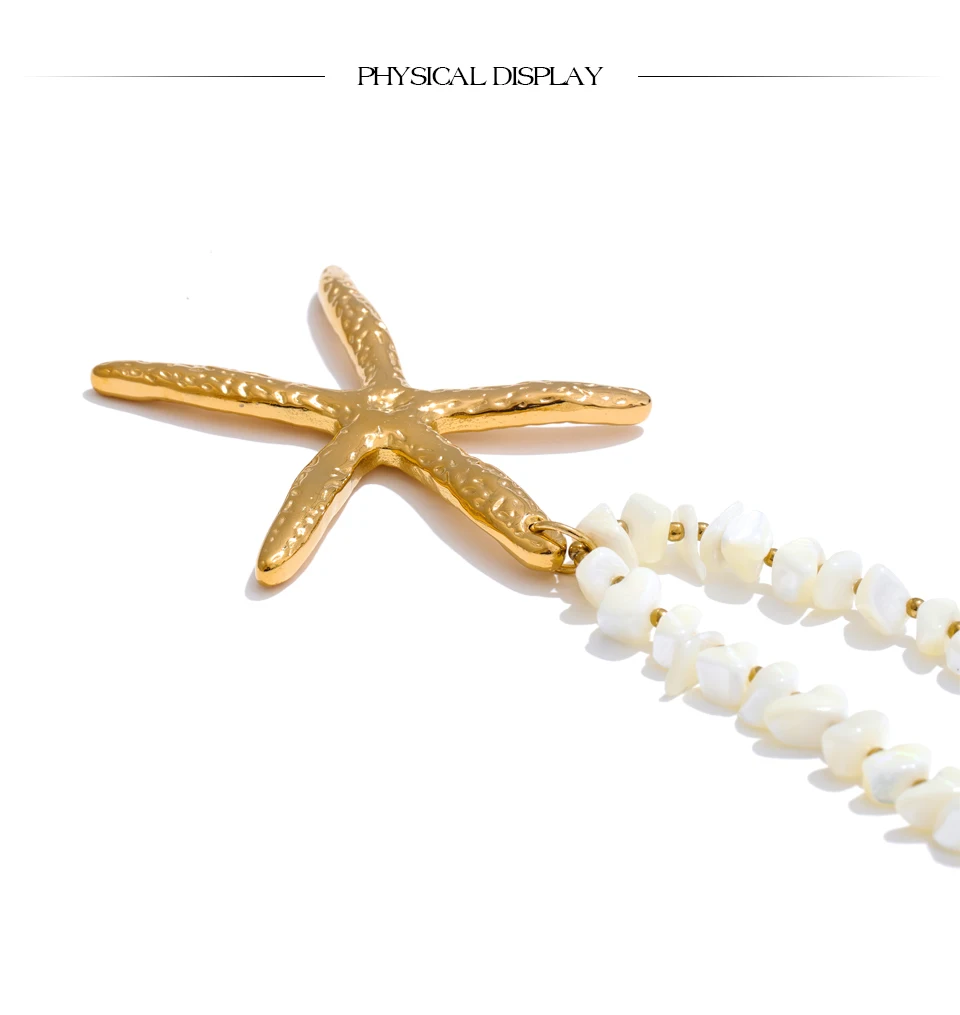 Yhpup 60 + 7 cm Ozean Stil Shell Handgemachte Kette Große Seestern Anhänger Halskette Edelstahl Strand Urlaub Schmuck 2025 – Detail 5