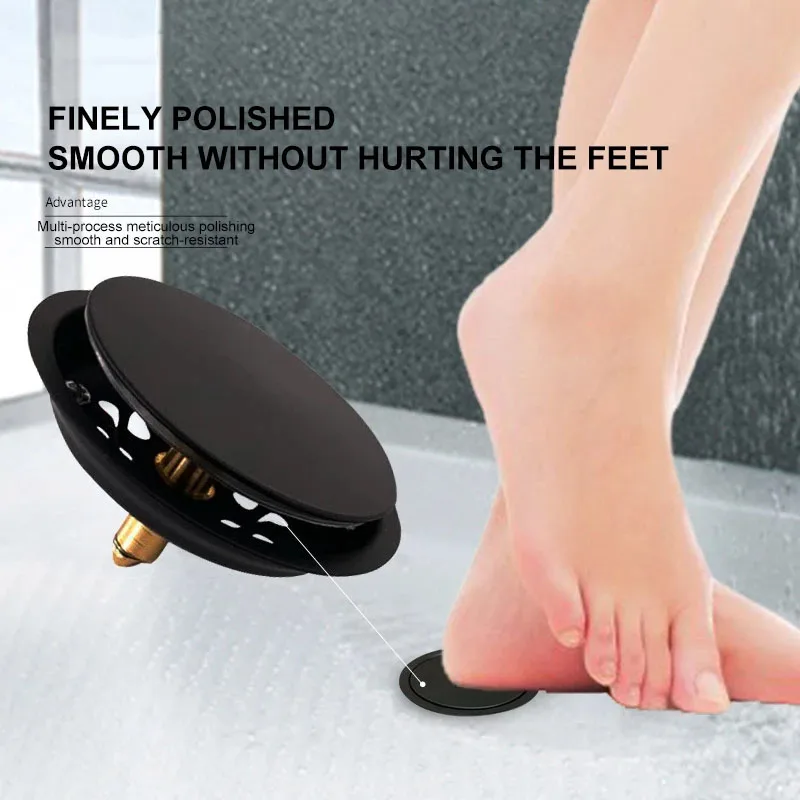 Black Drains Pop Up Foot Floor Drain Bathroom Shower Waste Grates Strainer Toilet Balcony Water Bathroom Drains