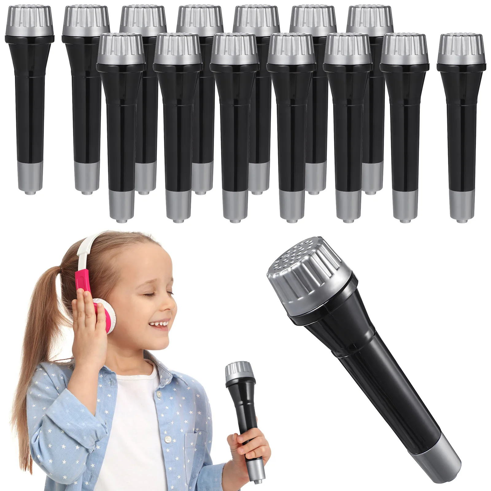 

16 Pcs Microphone Props Kids Toy Costume Mini Toddler Party Favors Play Plastic Fake Lightweight Realistic Design Versatile Use