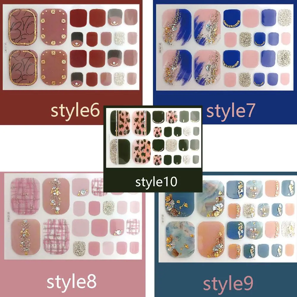 Belleza y salud uñas postizas raya cubierta completa calcomanías autoadhesivas para manicura pegatinas para uñas de los pies decoraciones para pies estilo fresco