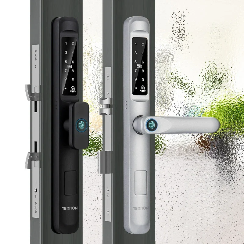 

Tediton Waterproof 92 Mortise Zinc Alloy Tuya Wifi Inteligente Lock Fingerprint Aluminium Door Lock