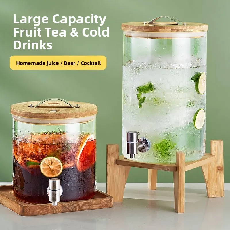 

Термостойкий стеклянный кувшин для холодной воды с краном, бутылка для напитков, емкость для фруктового чая, колы и других напитков