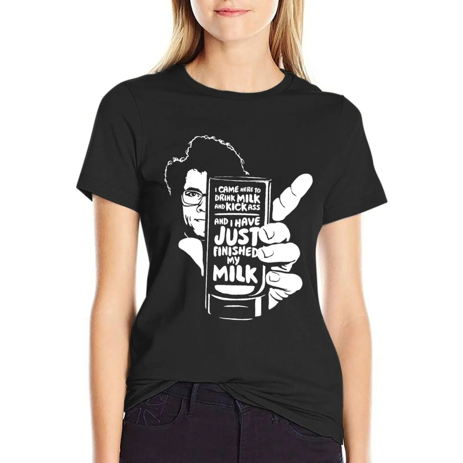 Drink Milk and Kick Ass T-Shirt Blouse tees Women clothing