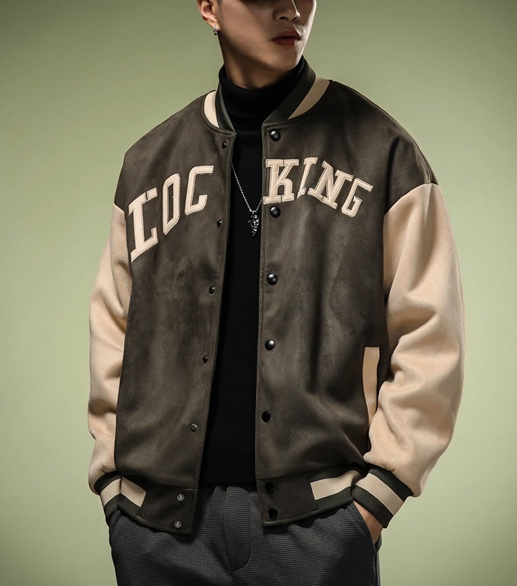 

Ретро-куртка из замши в бейсбольном стиле для мужчин, весна-осень, новая модель, американская куртка-пилот, модная повседневная свободная куртка, молодежная верхняя одежда