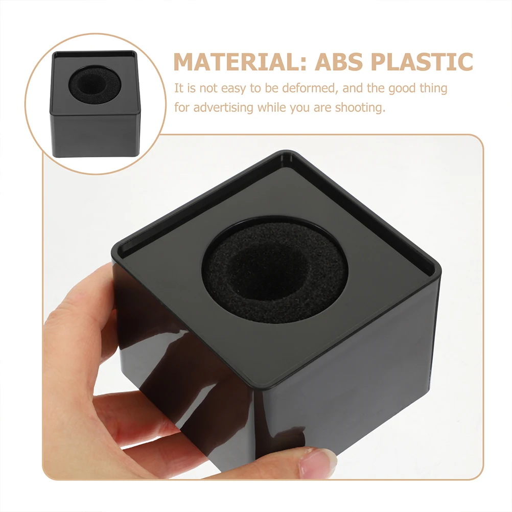 

4pcs Black Square Interview Microphone Logo Station ABS Durable Practical Reliable Guitar Accessories Mic Holder Flag Cube