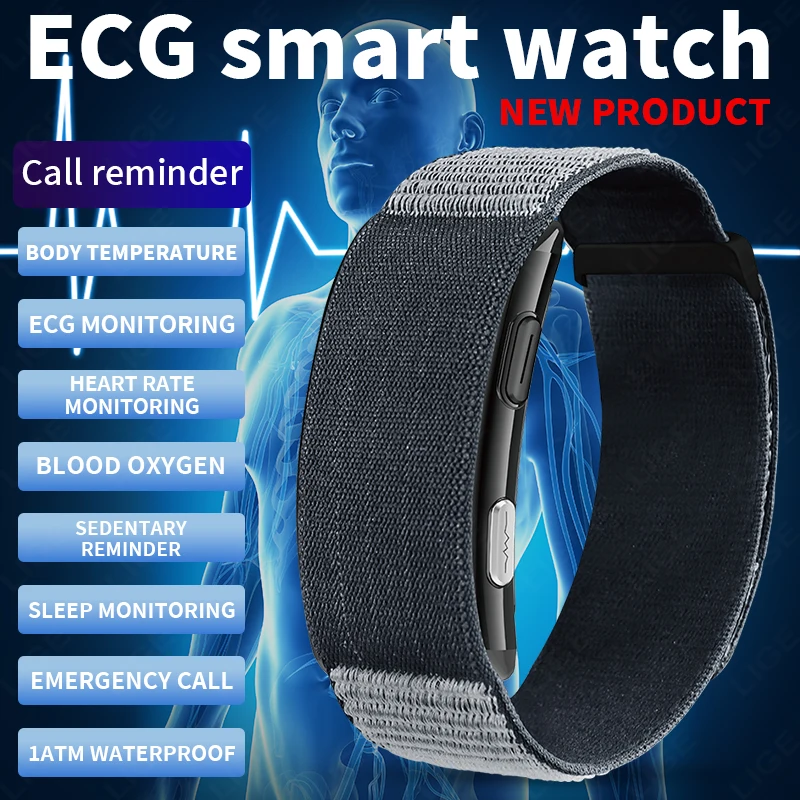 

Original LIGE New ECG Smart Watch 1TAM Waterproof Daily Monitoring Music Control gift women men Smart watches For Android l0S