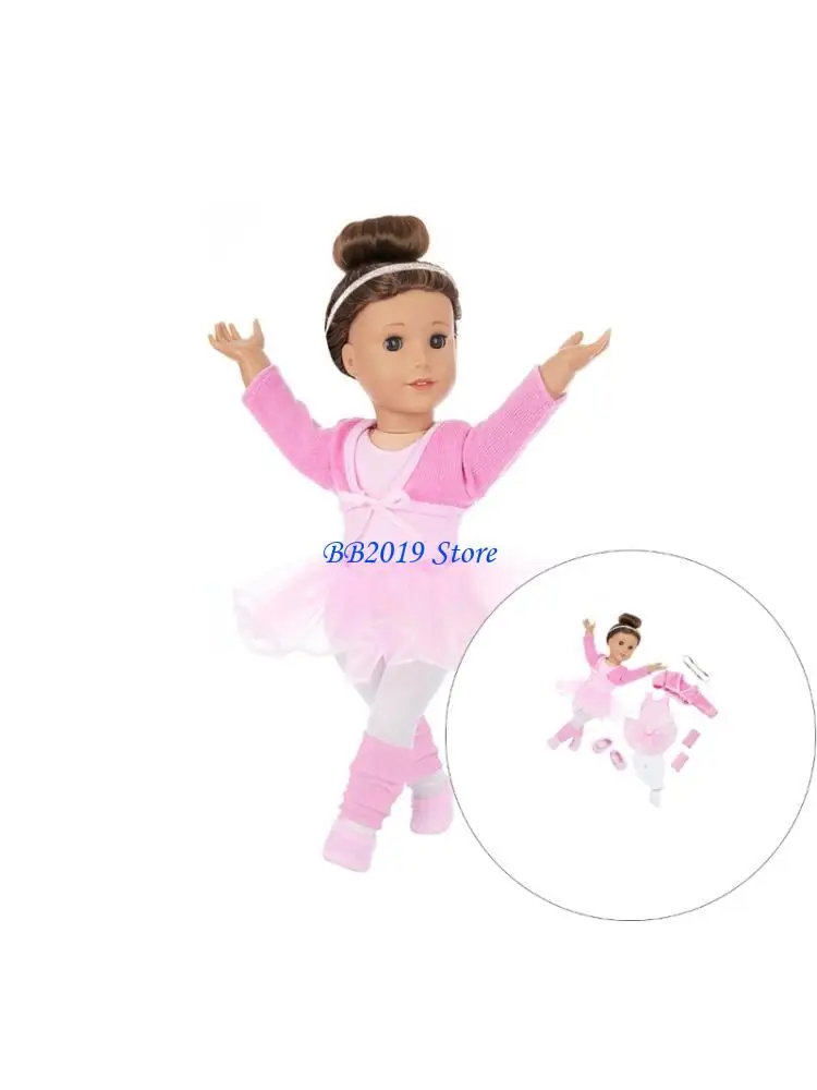 

Q0KB Элегантный балетный костюм принцессы-пачки для кукол 18 дюймов, модный танцевальный костюм, легко меняющийся дизайн для игр