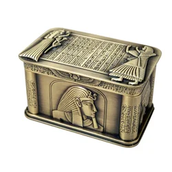 Vintage Egypt Pharaoh Metal Relief Jewelry Box Egyptian Gift  Case  Art Craft Decoration Organizer Casket Chest