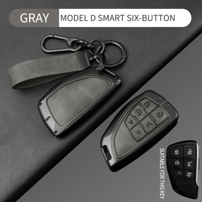 6-Tasten Leder Autoschlüssel-Abdeckung Schlüsselanhänger Schutzhülle für Buick Envision GMC Yukon XL Denali Chevrolet Suburban Tahoe – Detail 23