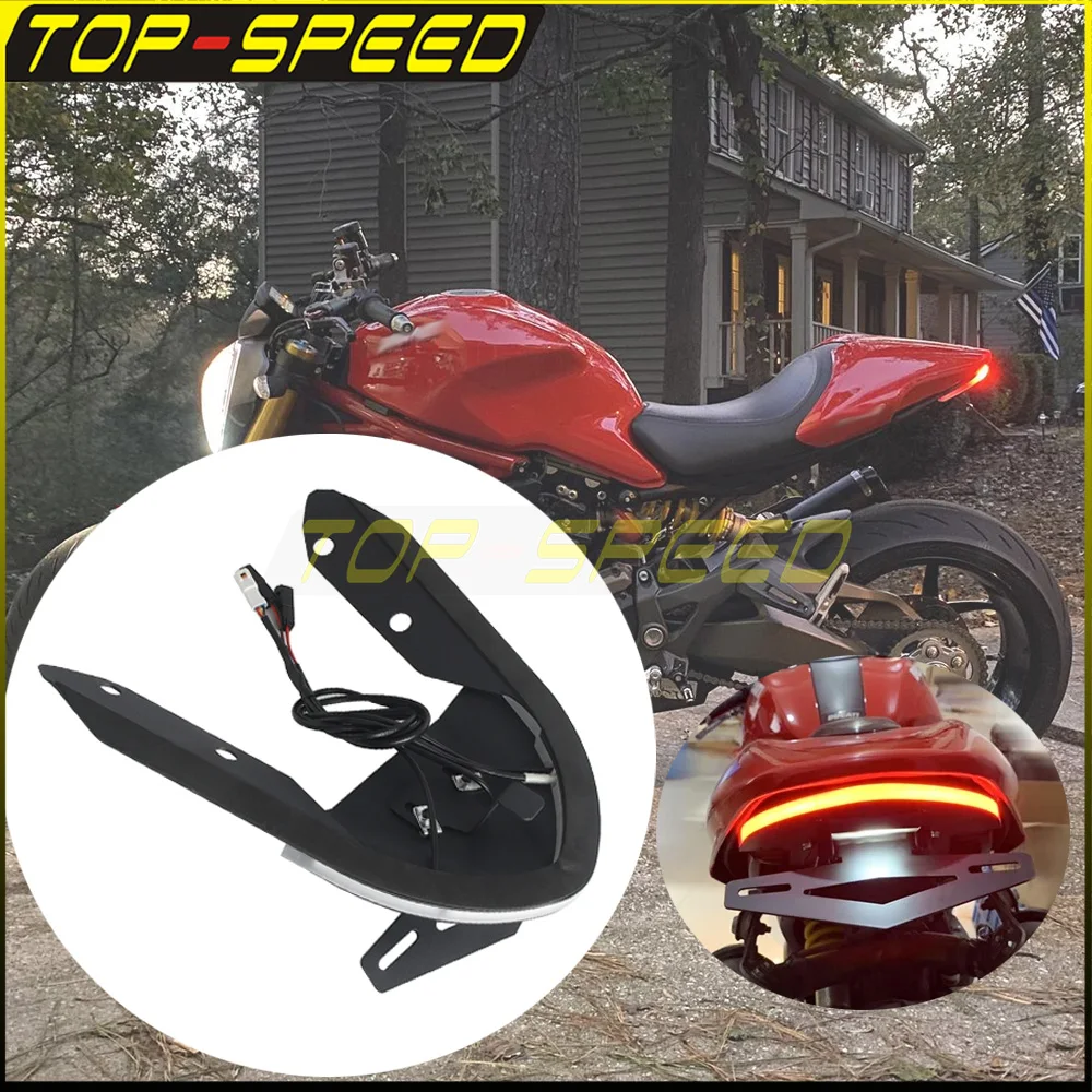 For Ducati Monster 821 1200/S Motorcycle Accessories Rear Tail Tidy License Plate Light Holder LED Turn Signal Lights 1200/S 821