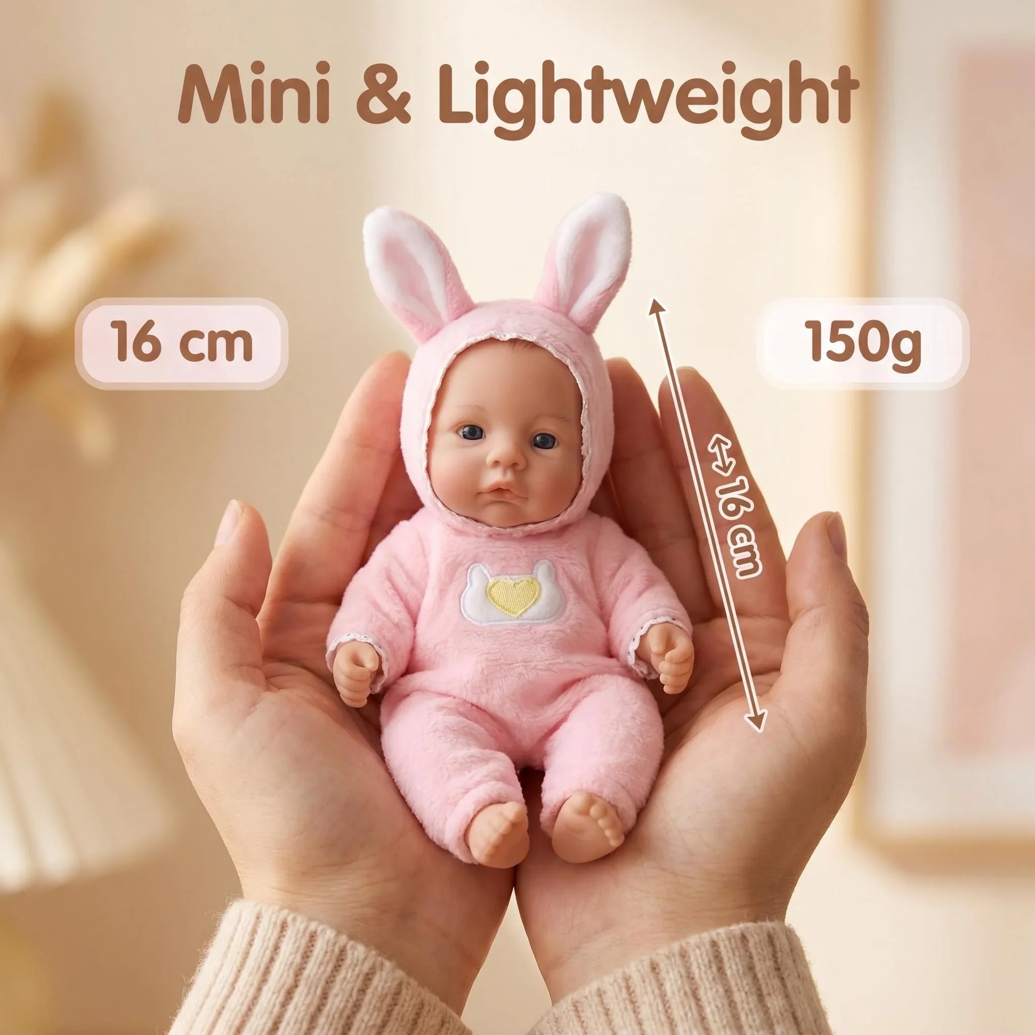 NPK 6inch Reborn Meadow Soft Flexible Elastic Palm Handy Doll Mini Full Solid Platinum Silicone Soft Touch with 3D Painted