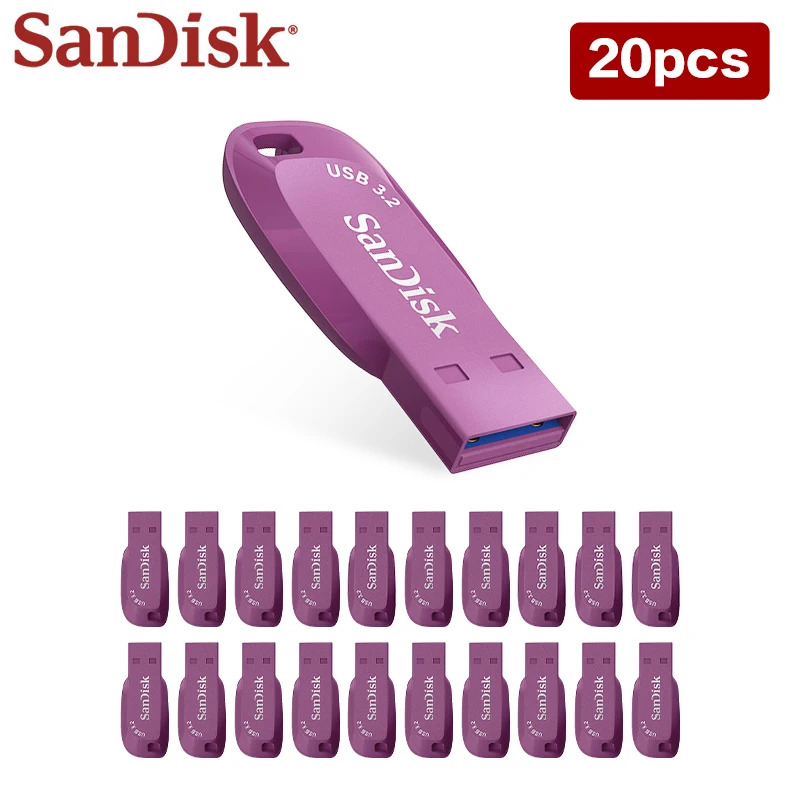 20 Stück Großhandel SanDisk USB 3.2 Flash-Laufwerk 32 GB 64 GB 128 GB Buntes Original-Stick Bis zu 100 MB/s Speicher U-Disk für Computer
