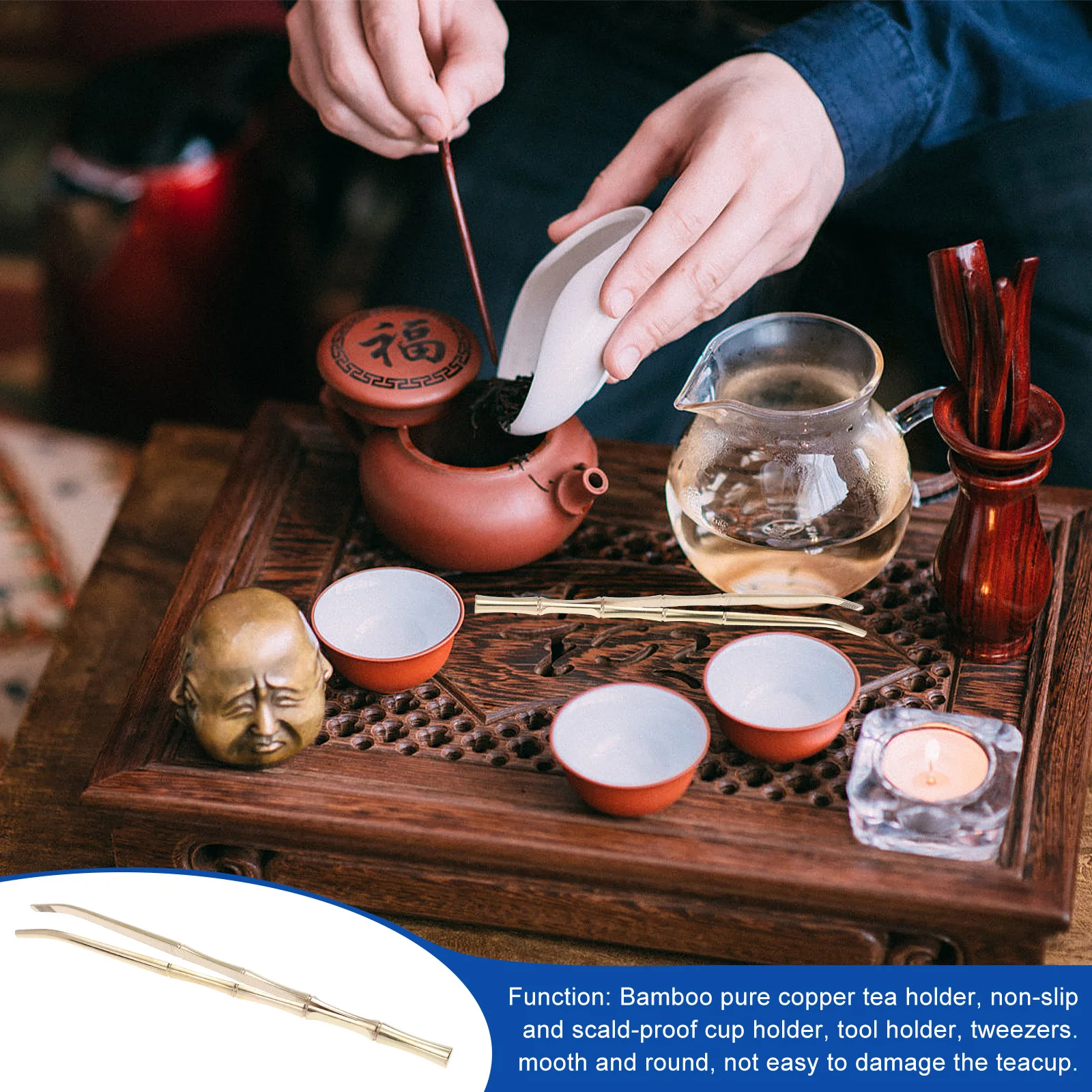 

Anti-Slip Clip Copper Material No Burrs Ergonomic Design For Teacup Salad Cheese Handling Tea Tweezers Heat