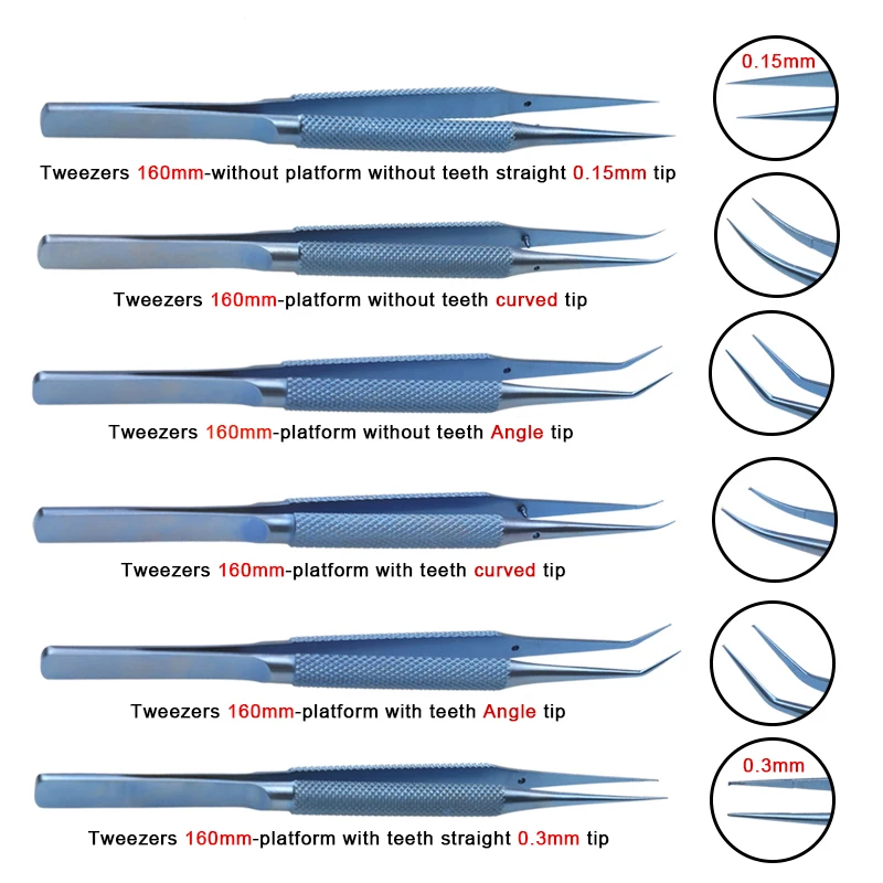 Ophthalmic Micro Surgery Forceps Eye Forceps with Platform Titanium Alloy Autoclavable Ophthalmic Instrument