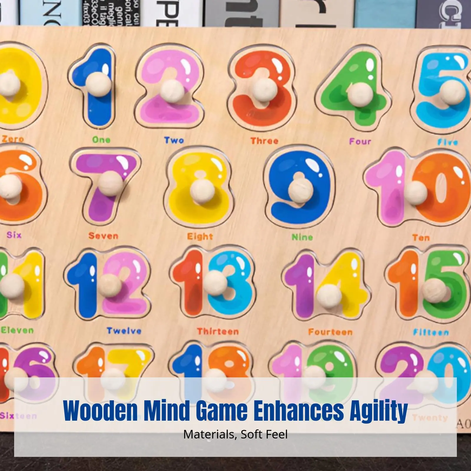 

CPC Certified Wooden Game Board, Mushroom Peg Inlay, Montessori Educational Toy for Ages 1-3, Early Learning