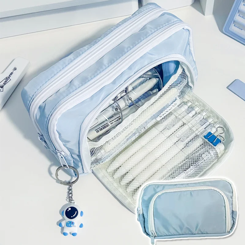 Kawaii 3 Layers Large Capacity Pencil Case Cute Korean Style Pen Bag Organizer Pouch for Student School Stationery Supplies