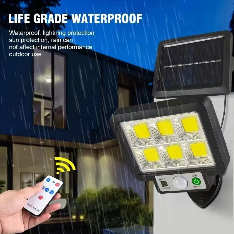 Lámpara de pared dividida Solar LED, lámparas con Sensor de movimiento impermeables de 3 modos, alumbrado público de jardín, lámpara Solar para luz