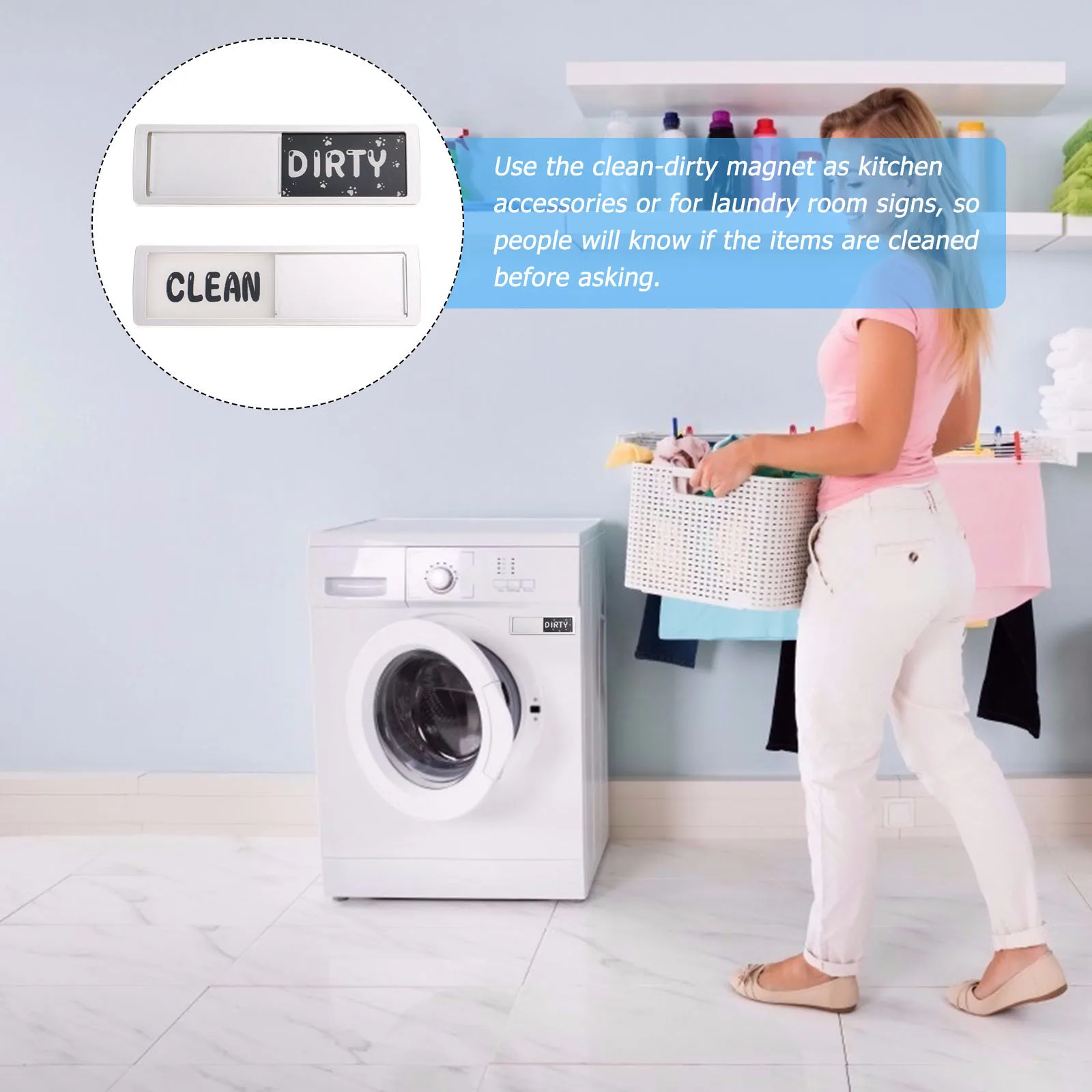 مغناطيس غسالة الأطباق مزدوج الجانب علامة قذرة نظيفة مع نمط مطبوعات مخلب رؤية عالية الدقة لغسل ثلاجة غرفة الغسيل في المطبخ #5