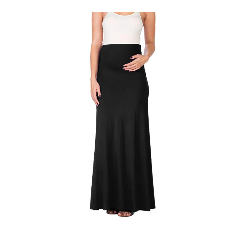 2024 Pregnant Women Skirt Maternity Modal Skirt High Waist Good Stretch Foldable Waist Band Pregnancy Skirt Plus Size S-3XL