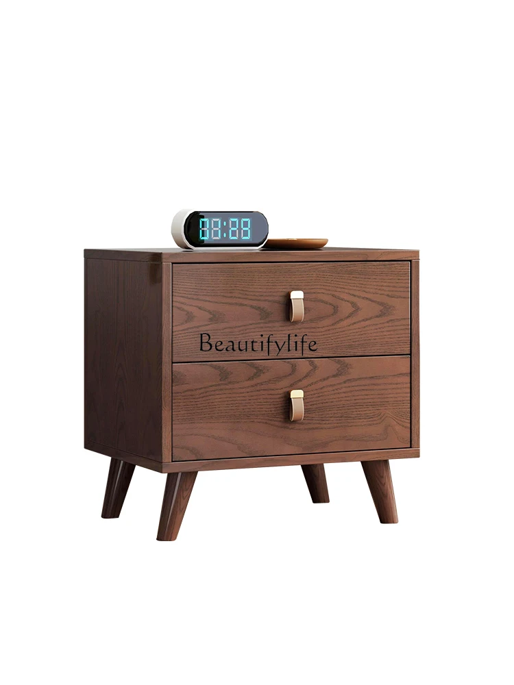 

Nordic Solid Wood Bedside Cabinet Bedroom Bedside High-Grade Wood Color Storage Cabinet