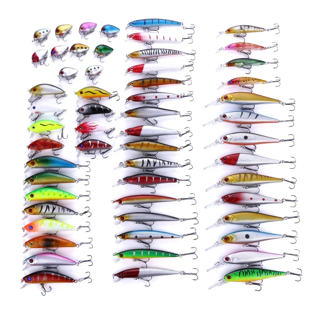 

Hot Sale Set056 Combo 56pcs/bag Mixed Fishing Baits Kit Artificial Minnow Wobblers Crankbaits Fishing Lures Set