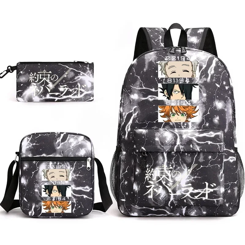 The Promised Neverland 3-Piece Travel Backpack Youth Computer Student School Bag M20