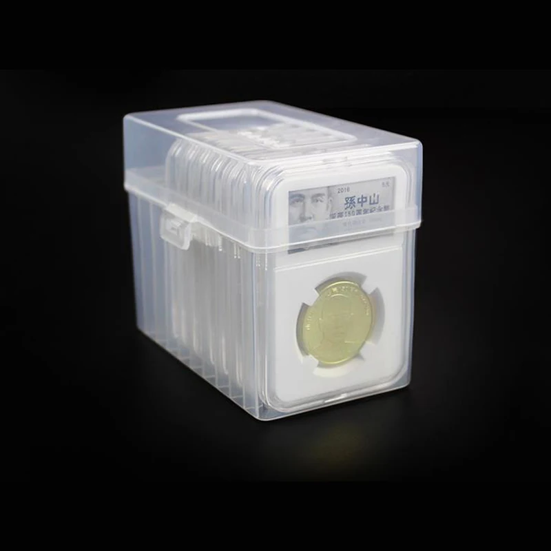 البلاستيك الشفاف 10 عملات معدنية حامل تخزين بلاطة صناديق PCCB عملة عرض كبسولة جمع NGC PCCG عملات عالية الجودة