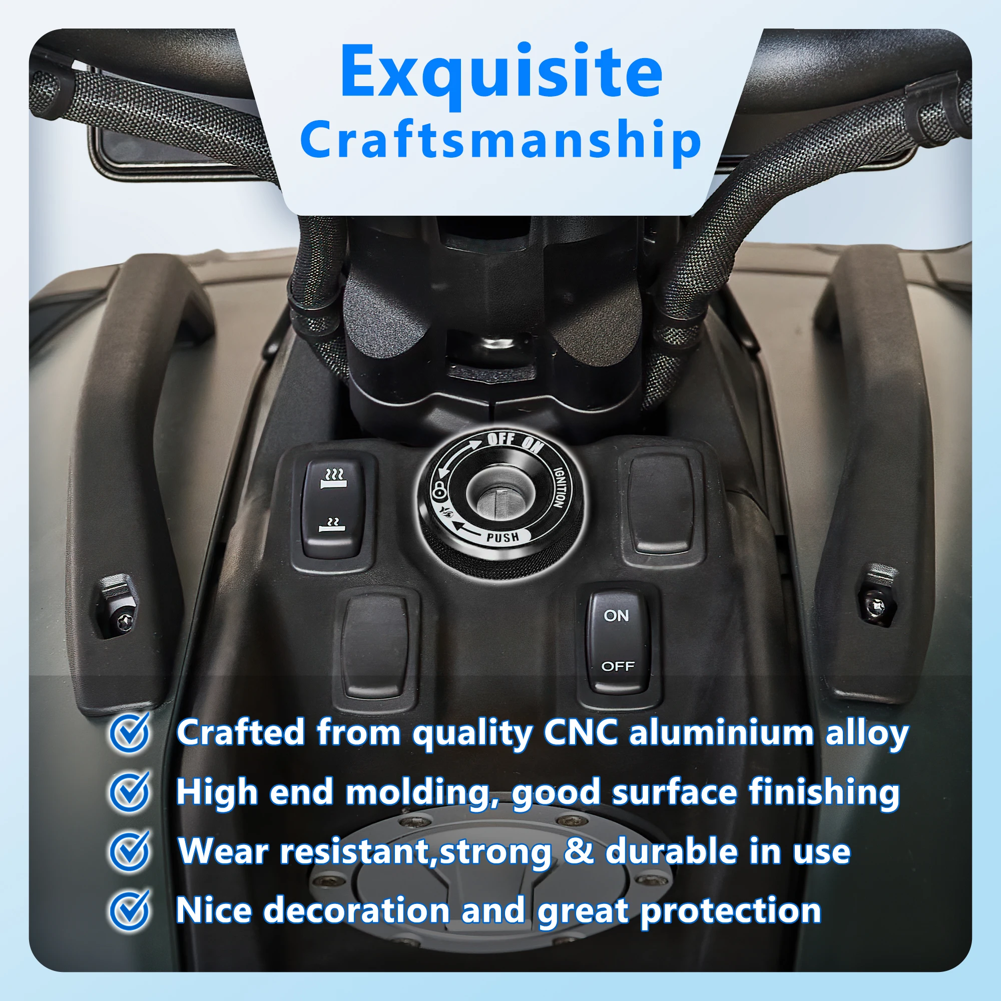 CNC machined Black Aluminum Ignition Key Switch Cover for Can-Am Canyon Redrock/XT (2025-2026) - Protective Start Lock Cap