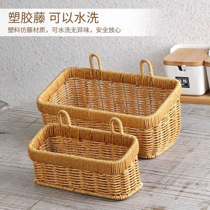 

Woven Hanging Wall Baskets For Storage With Hook Boho Style Plastic Garlic Egg Storage Household Kitchen Garden Living Room