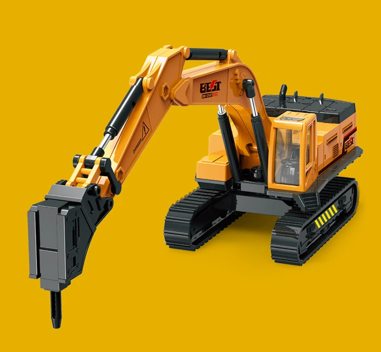 Excavadora De Troncos De Juguete Para Niños, Camión De Construcción Con Pinza Para Madera, Vehículo De Inercia De Alta Simulación, Modelo Amarillo De 24 Cm