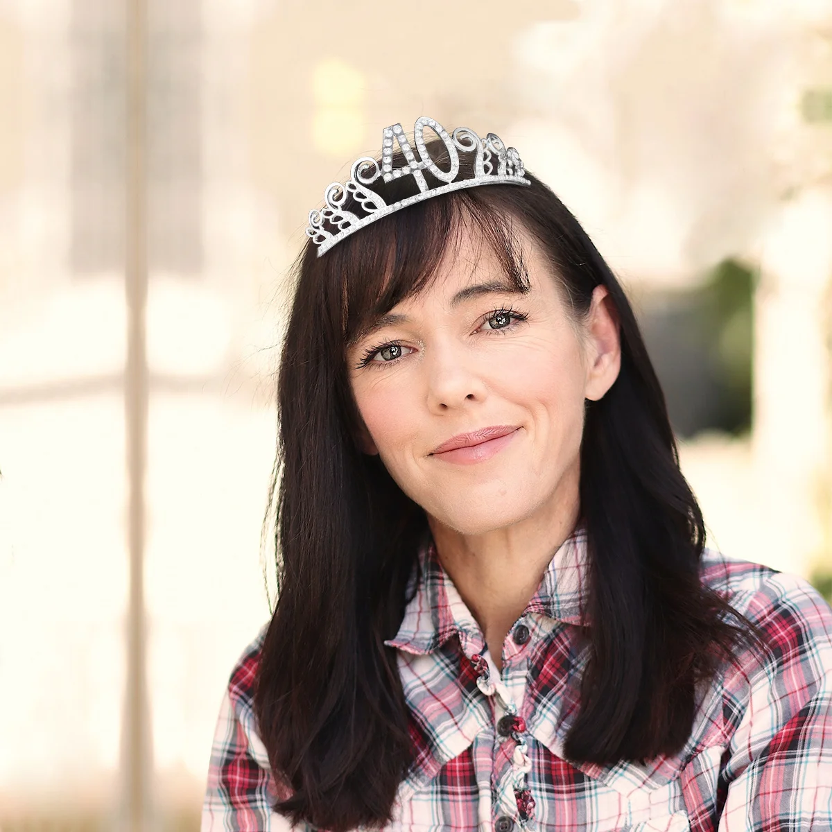 تاج كريستال مبهر لعيد الميلاد الأربعين مع أمشاط للنساء بأحجار الراين اللامعة وعصابة رأس أنيقة للحفلات #3