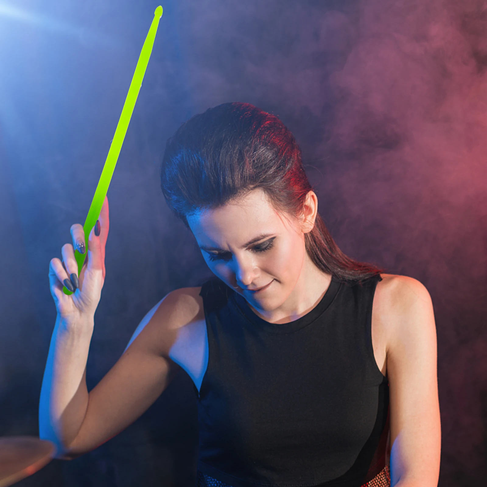 

2pcs Nylon Drum Sticks 5A Light Up Glowing Drumsticks Led Bright Green Fluorescent Durable Smooth Round Body For Instrument