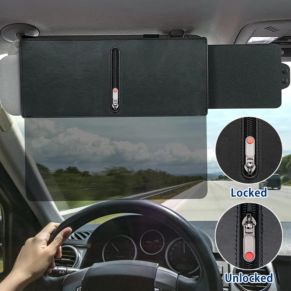 Image of Auto Sonnenblende Polarisierte Sonnenschutz Platte Klare Sicht Anti-Dazzle Anti-UV Drehbare Einstellbare Sonnenblende Blocker Auto Zubehör