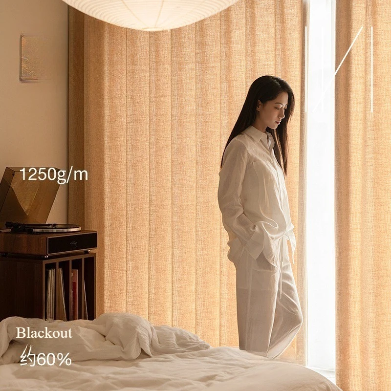 

Fashion Linen Curtains for Living Dining Room Bedroom Balcony Study Curtains Blackout Curtains Thick Custom Size White Tulle