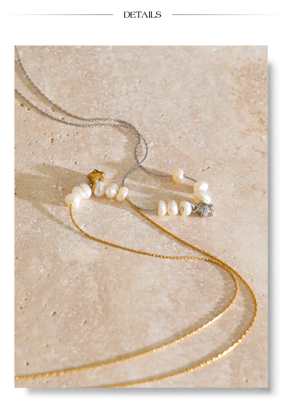 Yhpup Edelstahl-Halskette mit natürlichen Perlen und Sternanhänger, hochwertig, luxuriös, modisch, attraktiv, 2026, Schmuck, Geschenk – Detail 8
