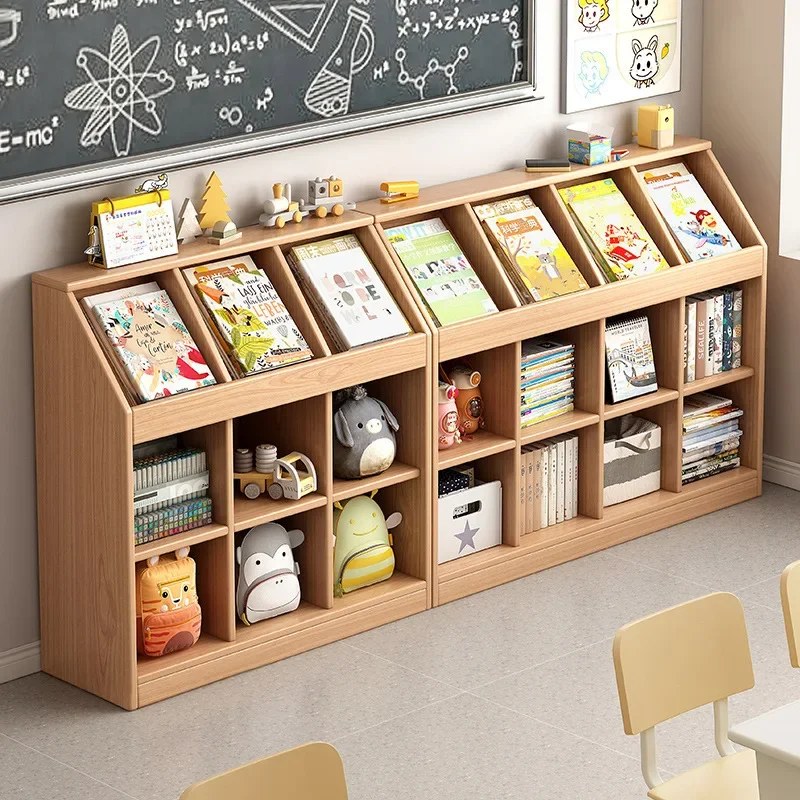 Kids Bookshelf Freestanding Storage Cabinet Cube Shelves Bookcase for Classroom Kindergarten Backpack Organizer Kids Book Rack