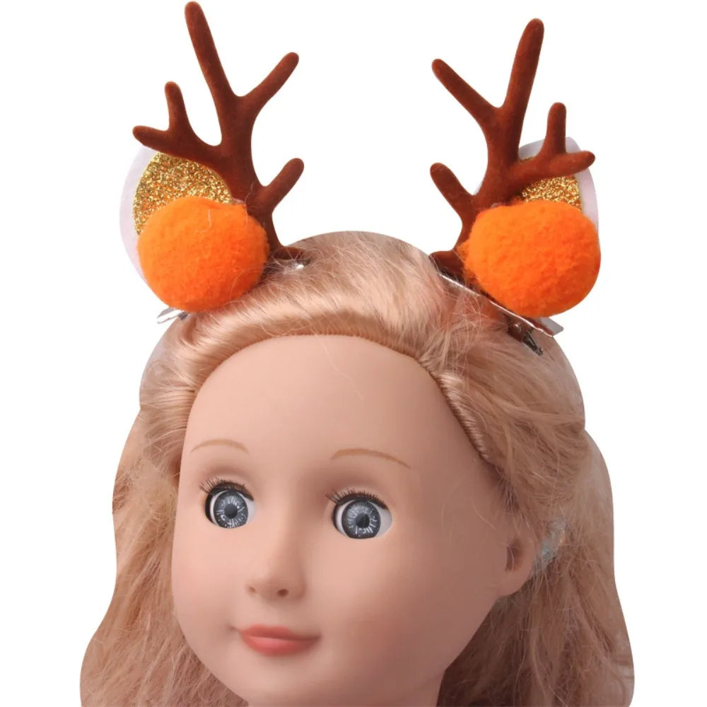 Christmas Suit American Doll Clothes Two Elk Hairpins Dress Set Doll Clothes Christmas Colorful Long Sleeved