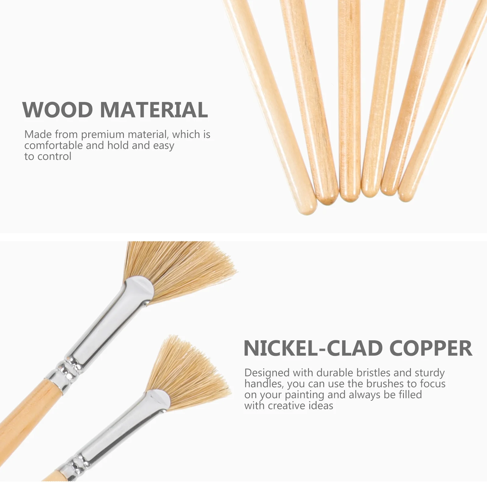 6 Pcs Oil Paintbrush Practicing Supply Daily Watercolor Fan Multi-function Solid Wood Student Child Accessory