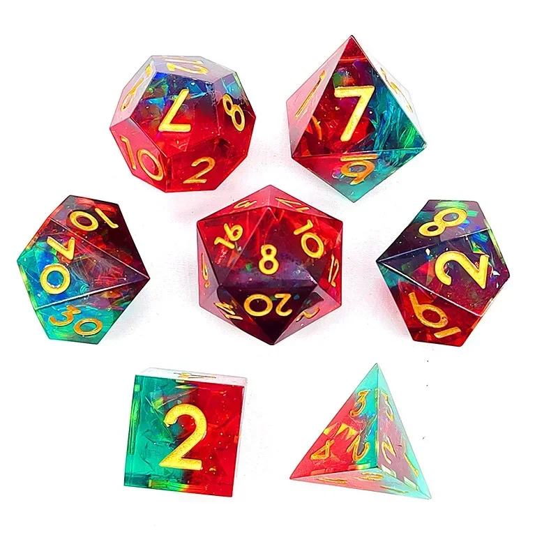 7pcs/set Fantasy Mixed Color Dice Polyhedral Digital Dice Set for DND TRPG Party Entertainment Board Tabletop Game Dice