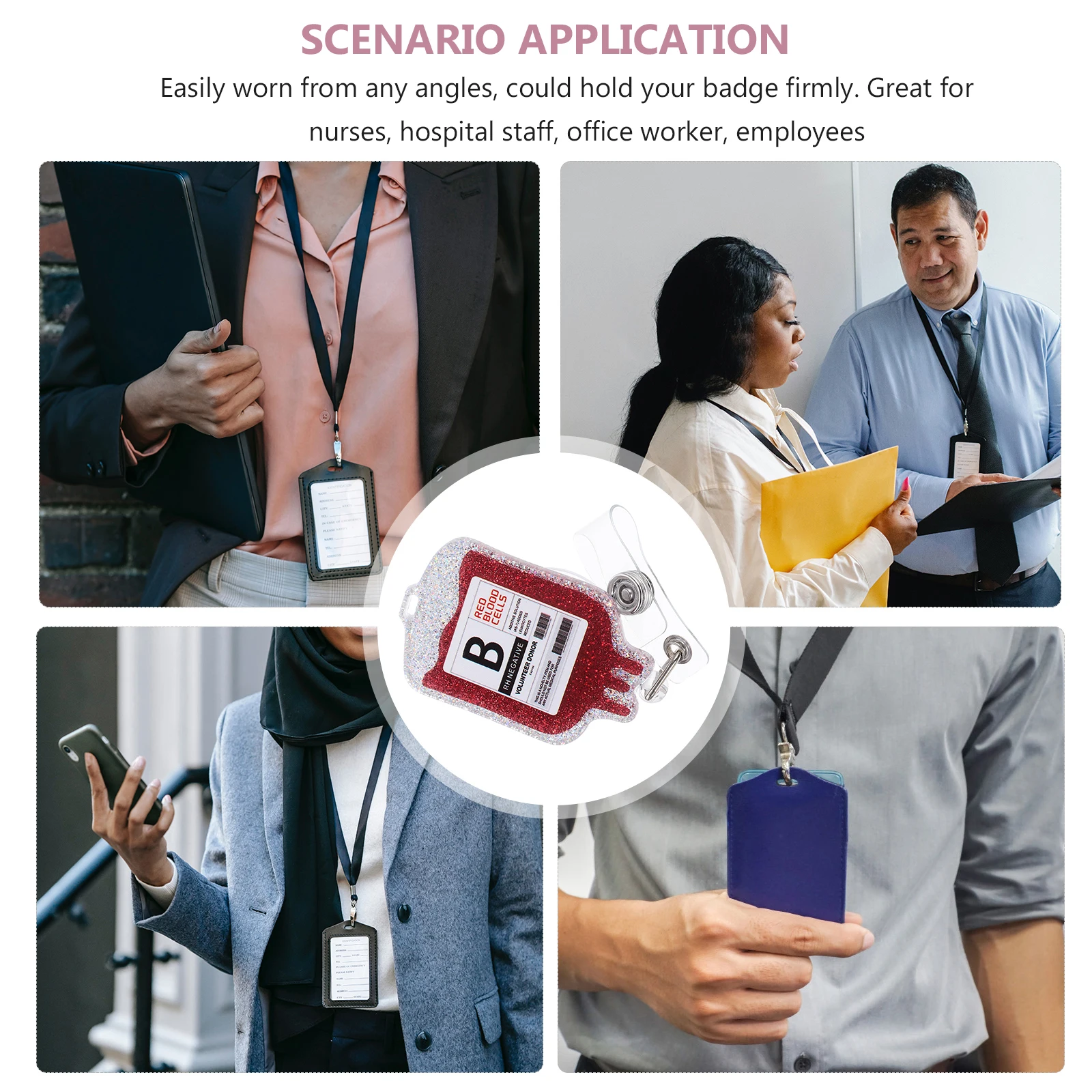 

1pc Retractable Holder Clip Portable Id Card Reel Name Tag Holder For Nurse Office Worker Multi-Function Acrylic Badge Accessory