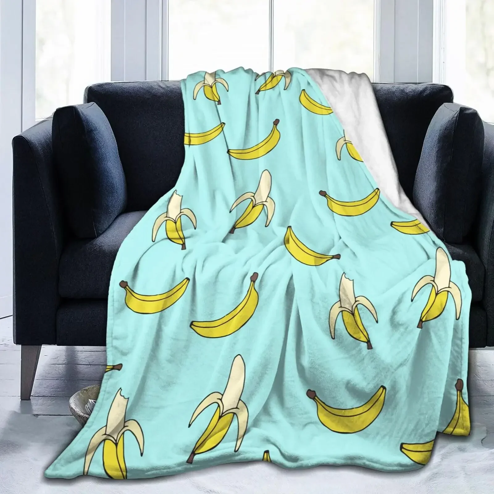 Large Throw Blanket with Watercolor Peach and Leaf Print Cozy Sofa Bedding for Couch Decor
