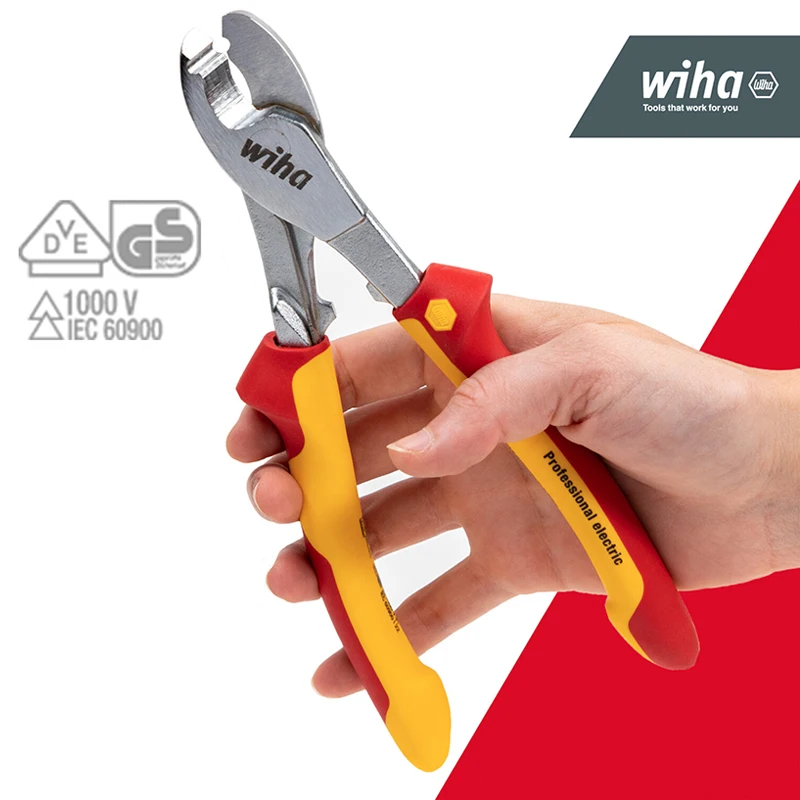 Wiha 43662 Cable Cutter Professional Electric 1000V Insulated with Switchable Opening Spring 210 mm