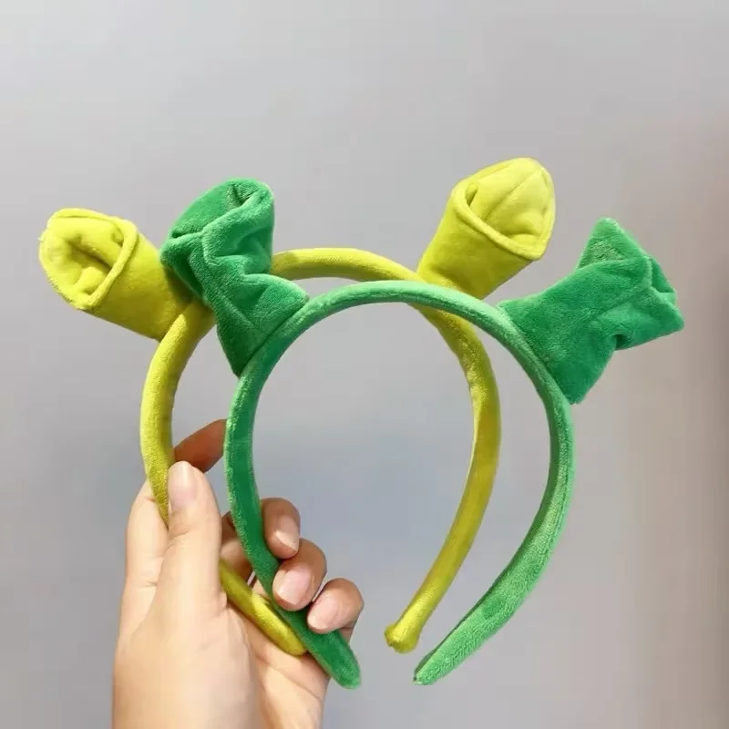 Cute Green Monster  Ear Antenna Hairband Fabric Face Wash Hair Clip Headwear Cartoon Animal Monster Headband Holiday Party