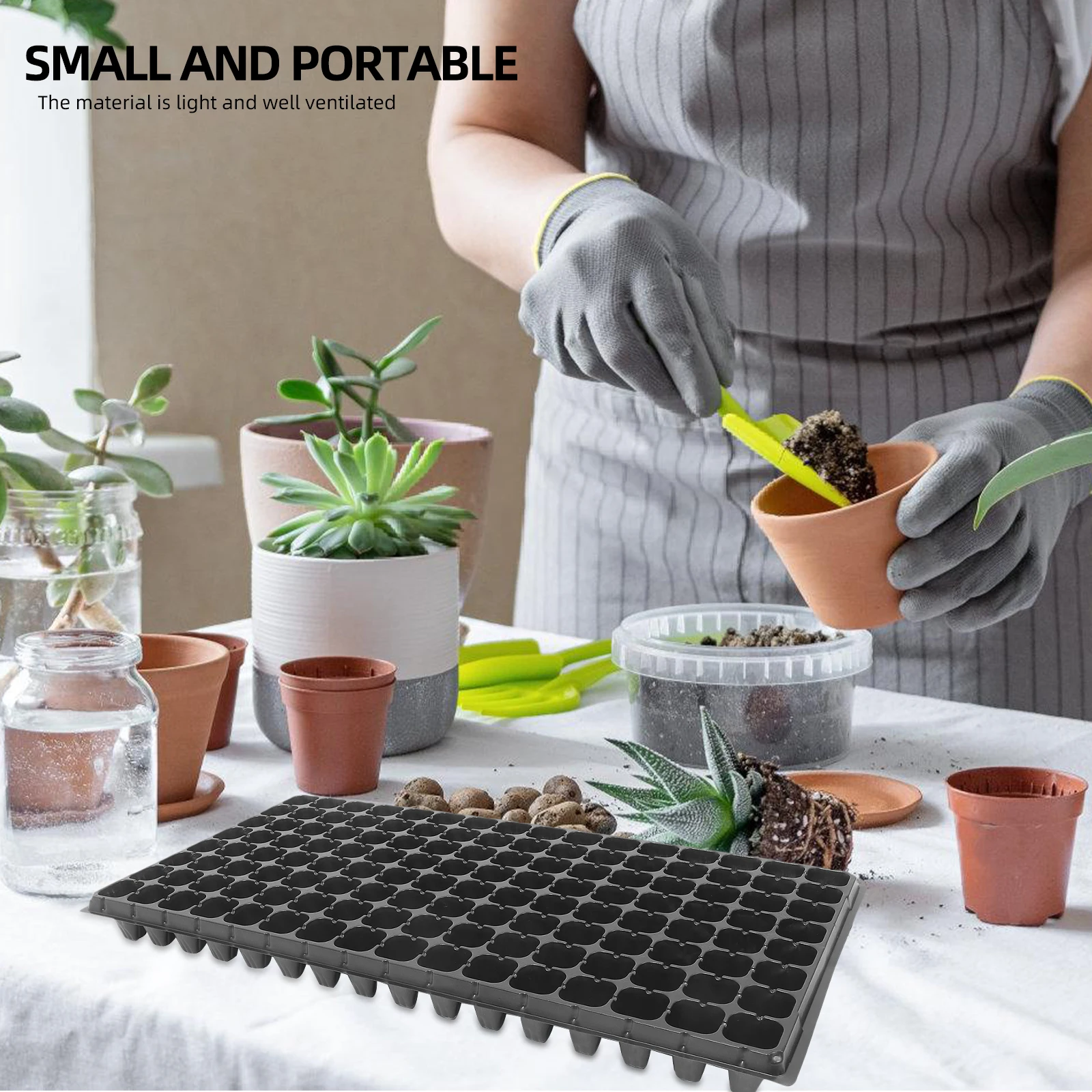 

128 Plastic Seedling Tray Lightweight Nursery Container For Home Gardening Grower Diy Sprouter Ventilated Design Easy Root