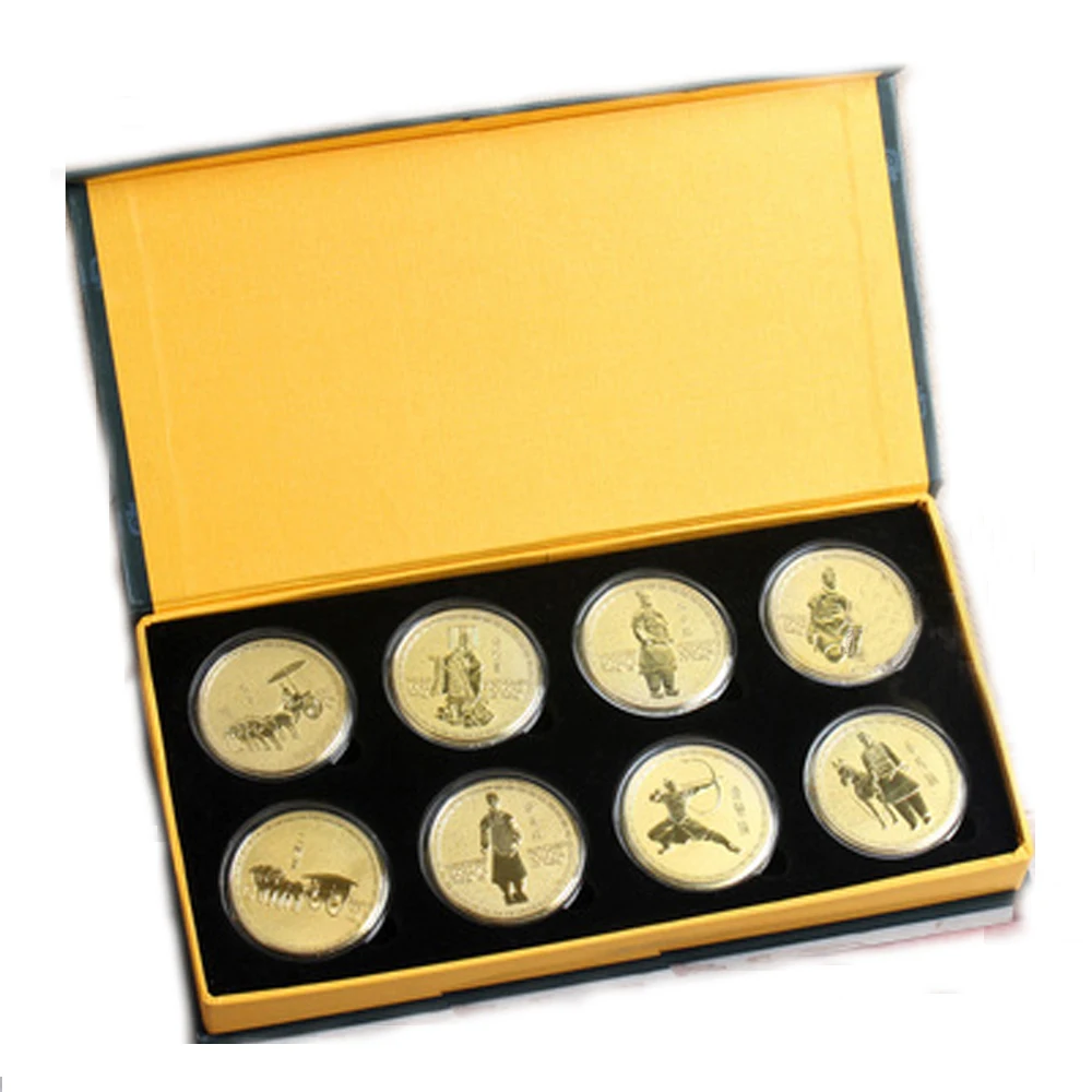 

Chinese classical style 4.5cm diameter size Emperor Qin's Terracotta Warriors commemorative coin one carton include 8 coins