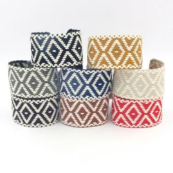 Bohemia Ethnic Creative Colorful Embroidery Jacquard Wrist Bracelet For Women Irregular Pattern Wide Bracelet Fashion Jewelry