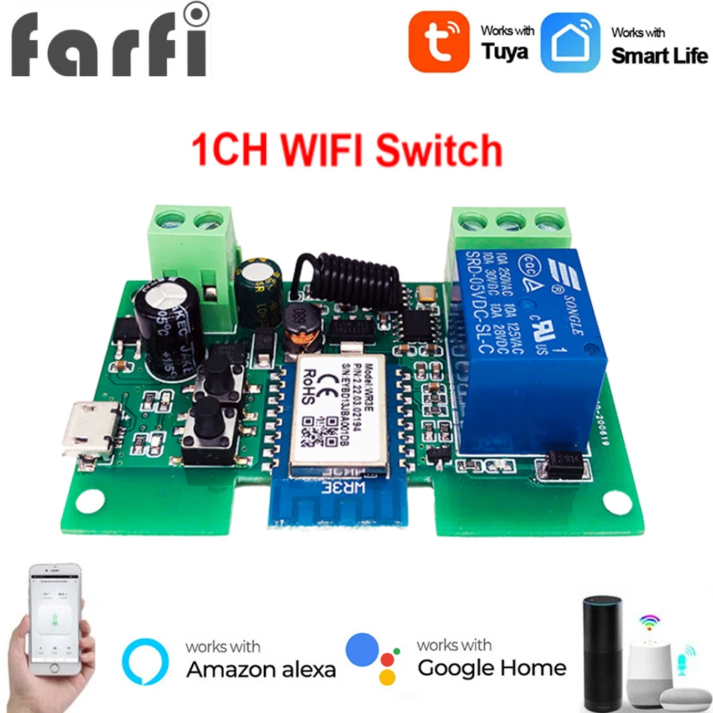 

WIFI Smart USB 5V DIY 1 Channel Jog Inching Self Locking APP Remote Control Wireless Switch Works with Alexa Google Home