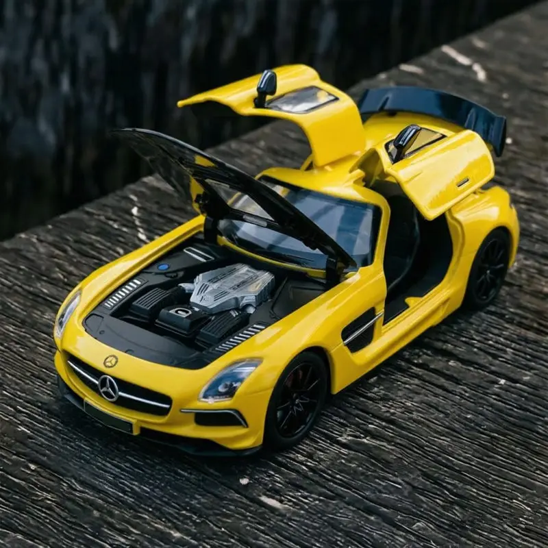 

1:24 SLS Alloy Sports Car Model Diecast Metal Super Racing Car Vehicle Model Simulation Sound and Light Collection Kids Toy Gift
